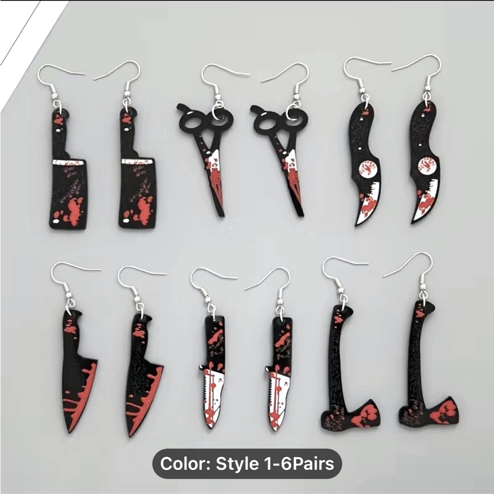 Six pairs of Halloween earrings